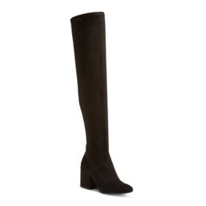 over the knee black suede boots